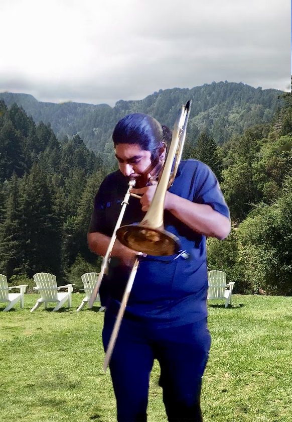 Felix Diaz Contreras playing trombone