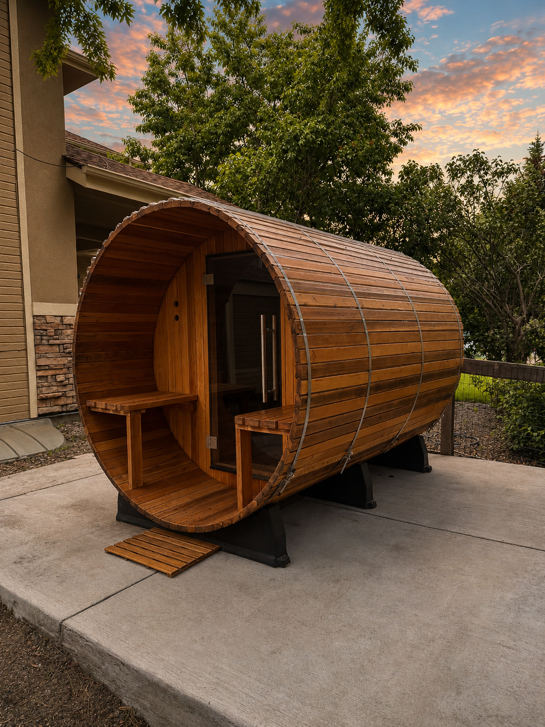 Finished refurbished sauna exterior