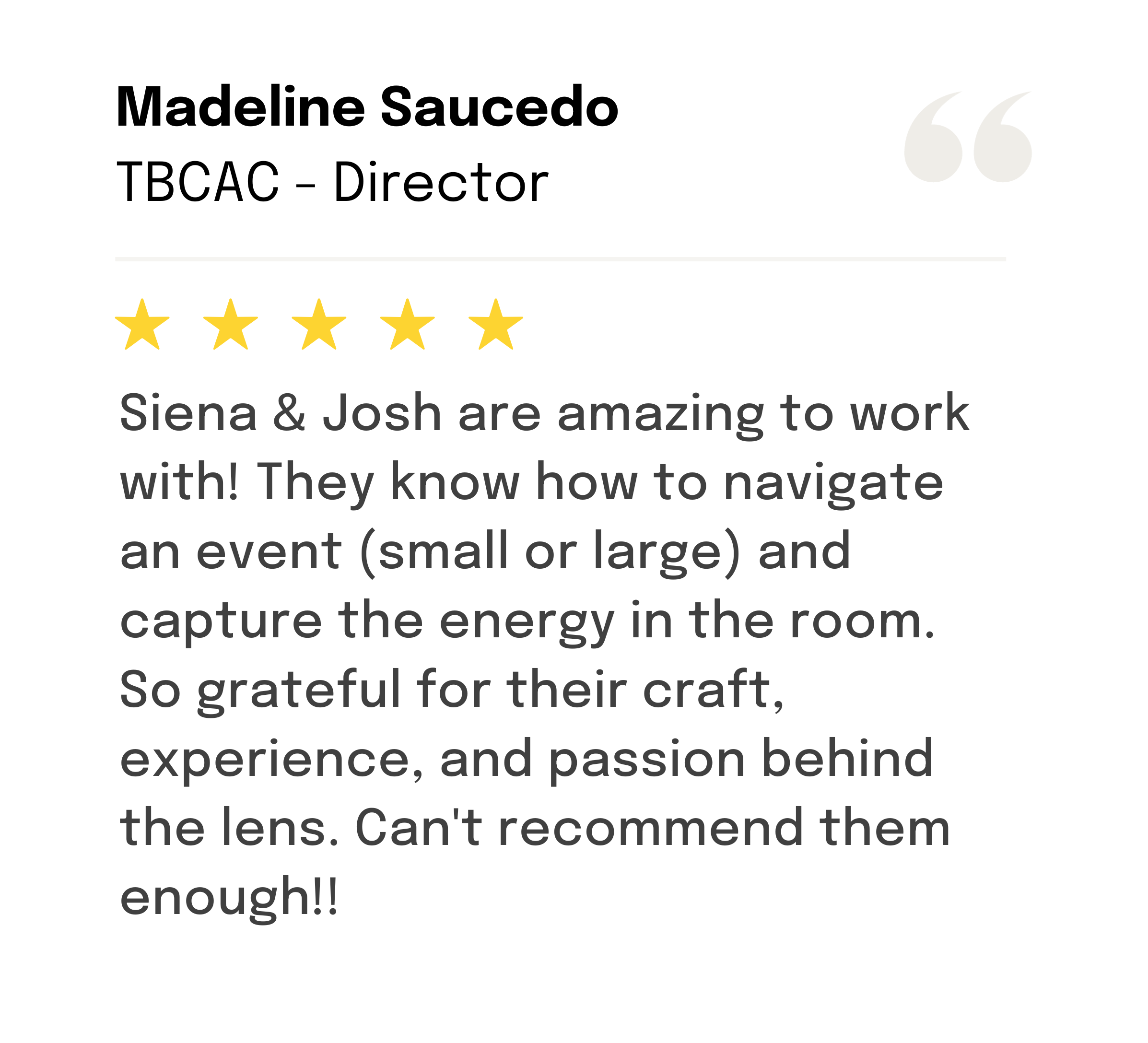Faith writes a 5-star review to Wandr North for their photography services.