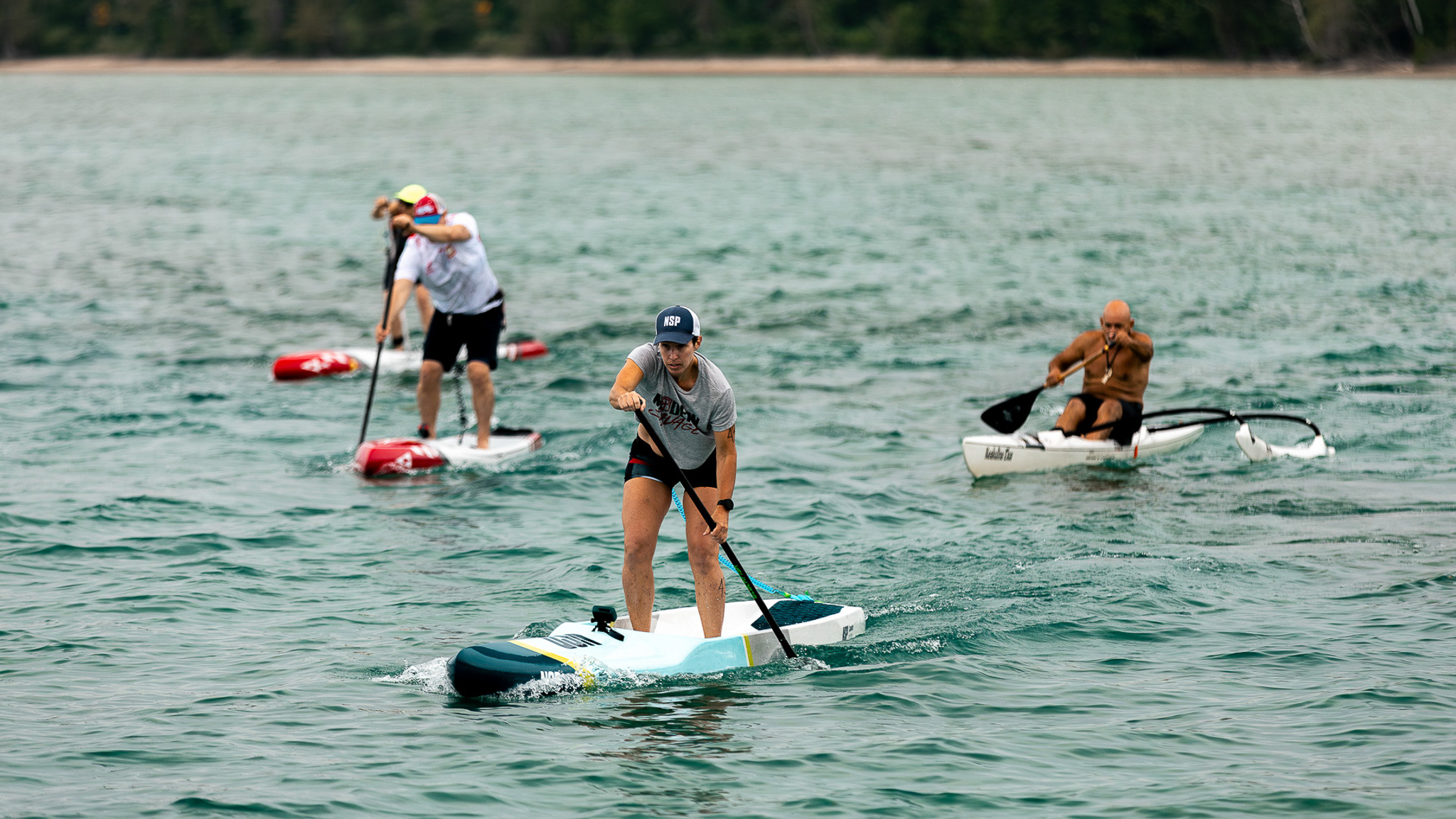 Paddle board race photography in Lake Michigan