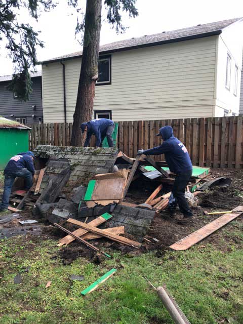 Shed demolition and debris removal