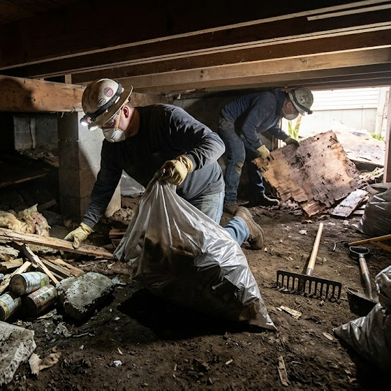 Clear Debris and Old Vapor Barrier