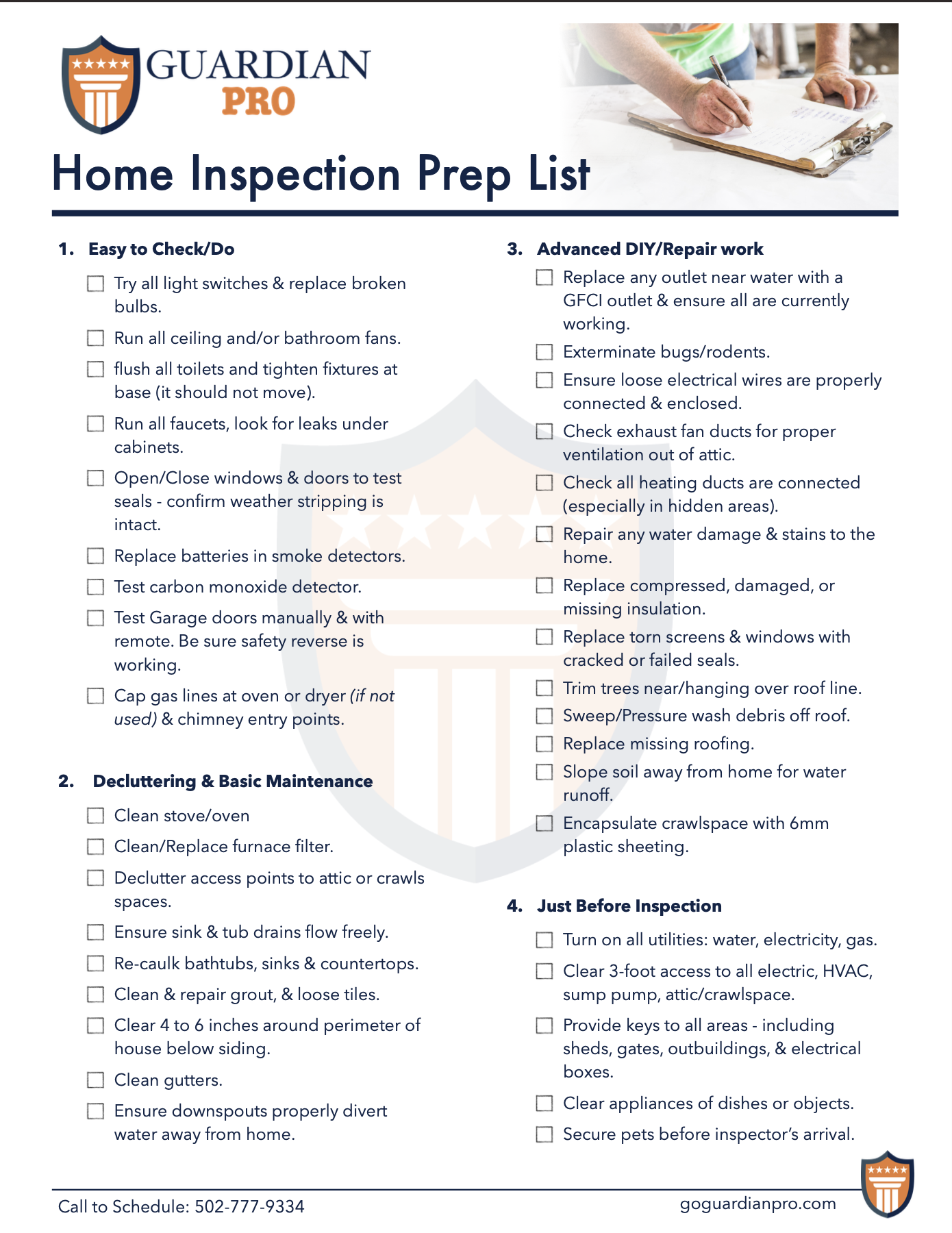Home Inspection Prep List