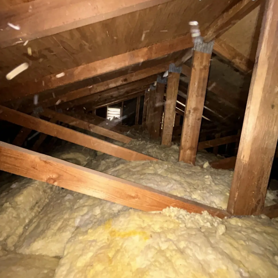 Attic insulation and framing before service improvements