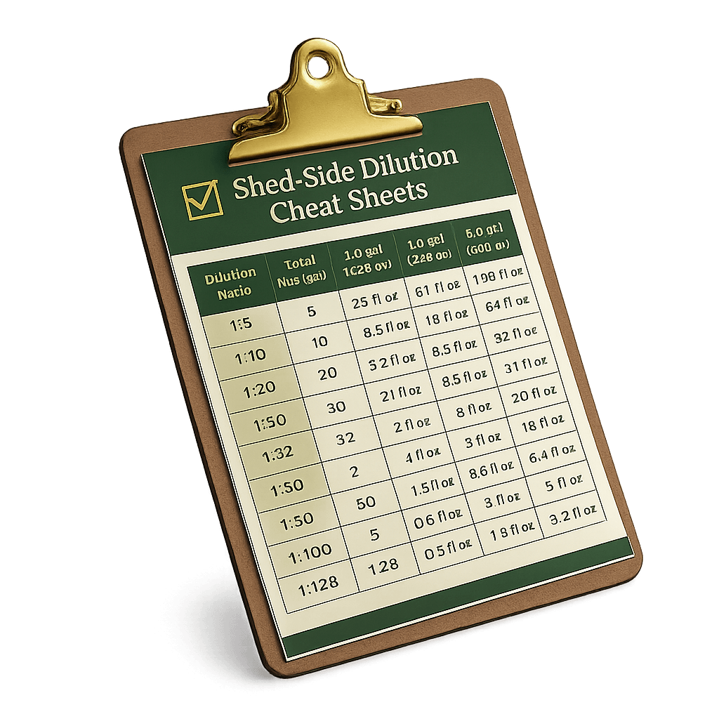 Shed-Side Dilution Cheat Sheets