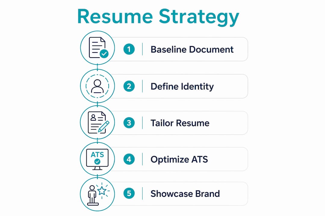 Infographic showing five resume strategy steps