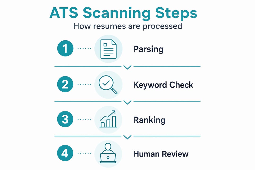 Infographic showing ATS resume scanning process