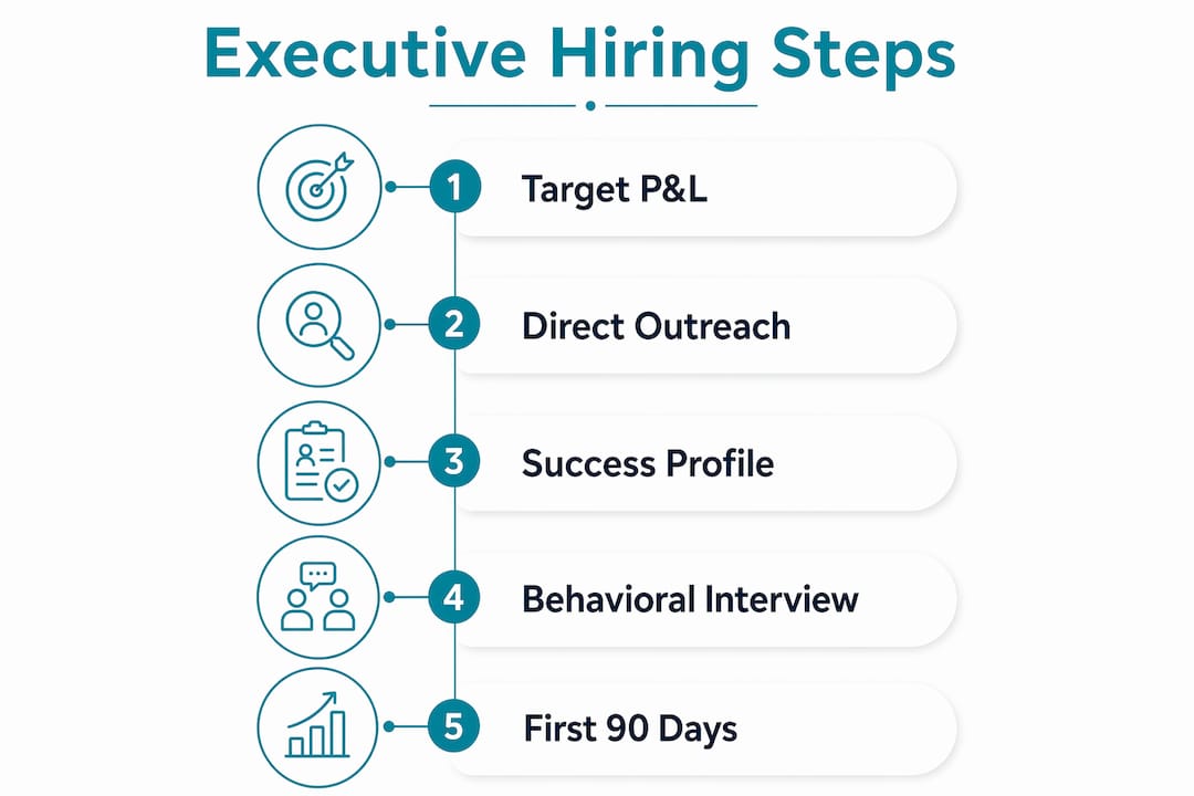 Infographic showing executive hiring process steps