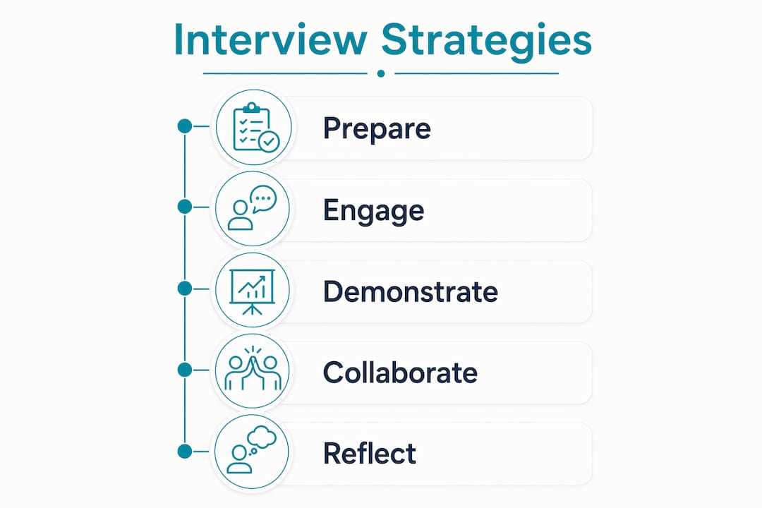 Infographic with steps for director interview strategies