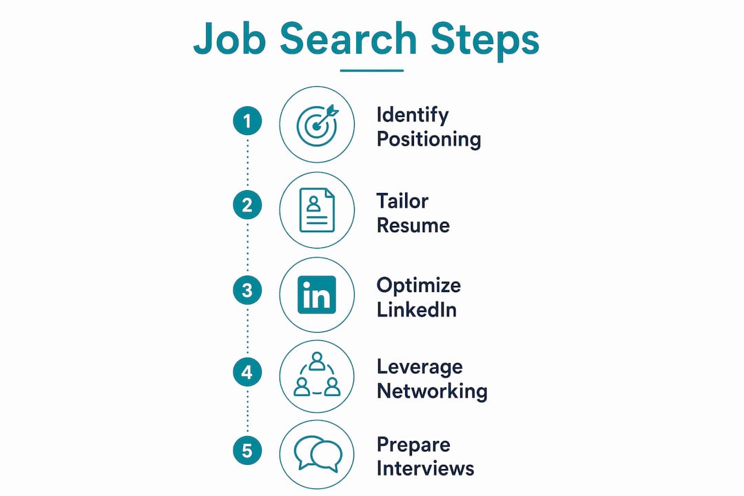 Infographic illustrating key job search steps