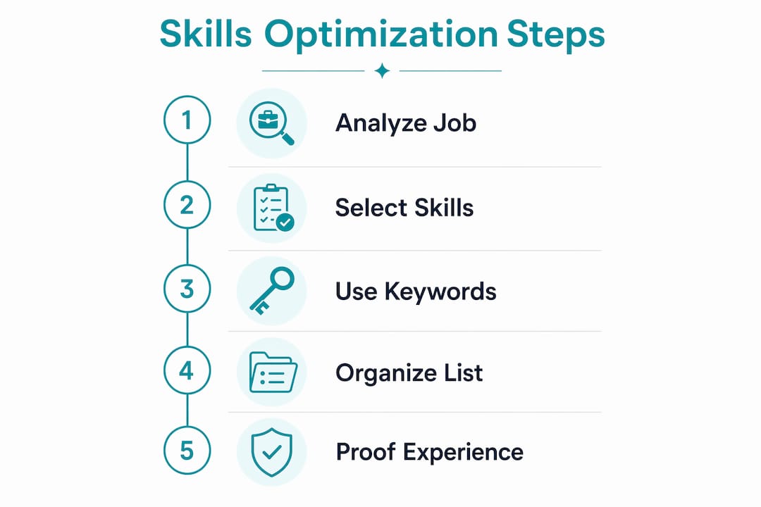 Infographic showing steps for skills section optimization