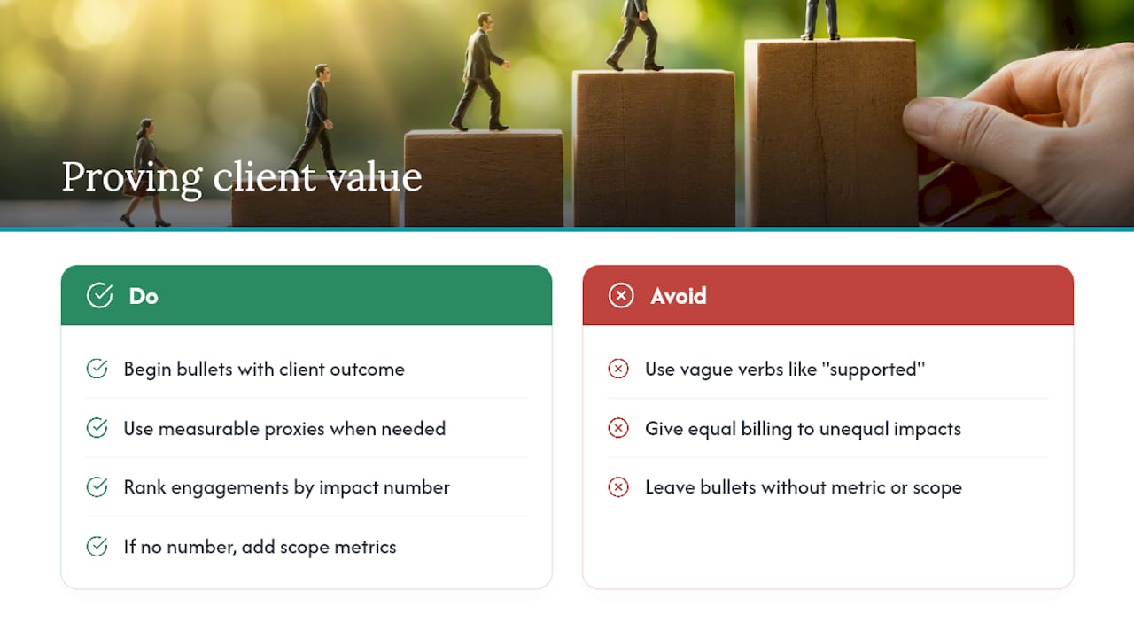 How to prove the value you actually delivered to clients: overview diagram