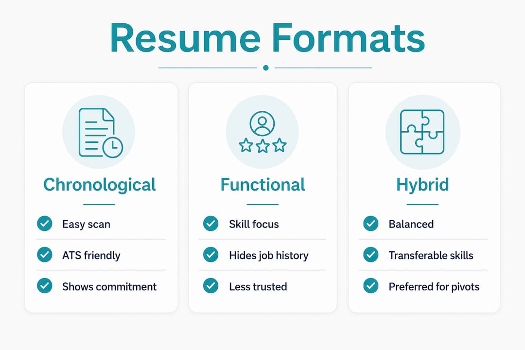 Infographic comparing three resume formats