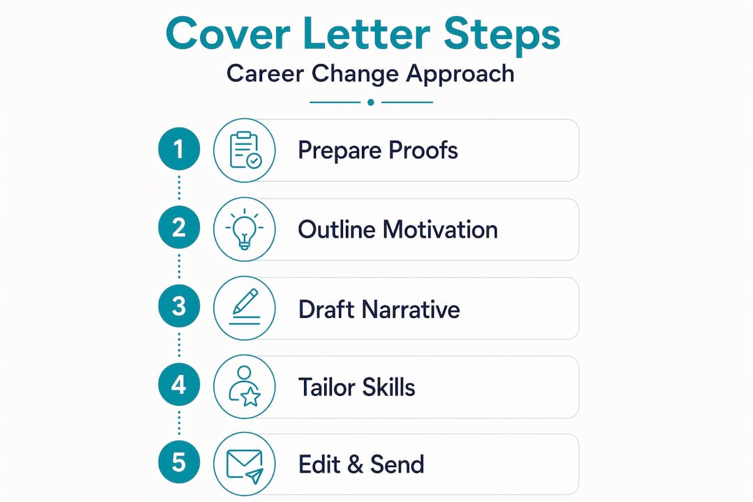 Infographic outlining five cover letter steps