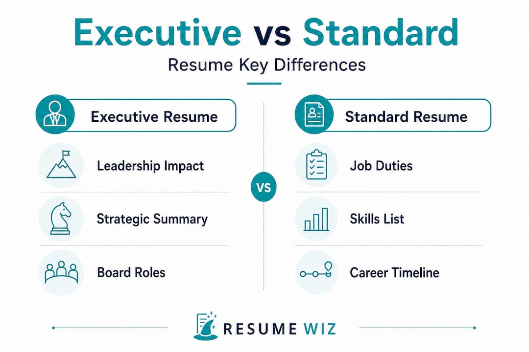 Infographic comparing executive and standard resumes