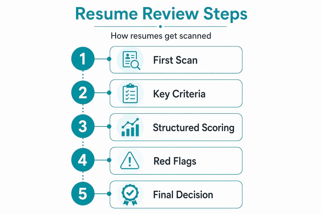 Infographic with steps in resume review process