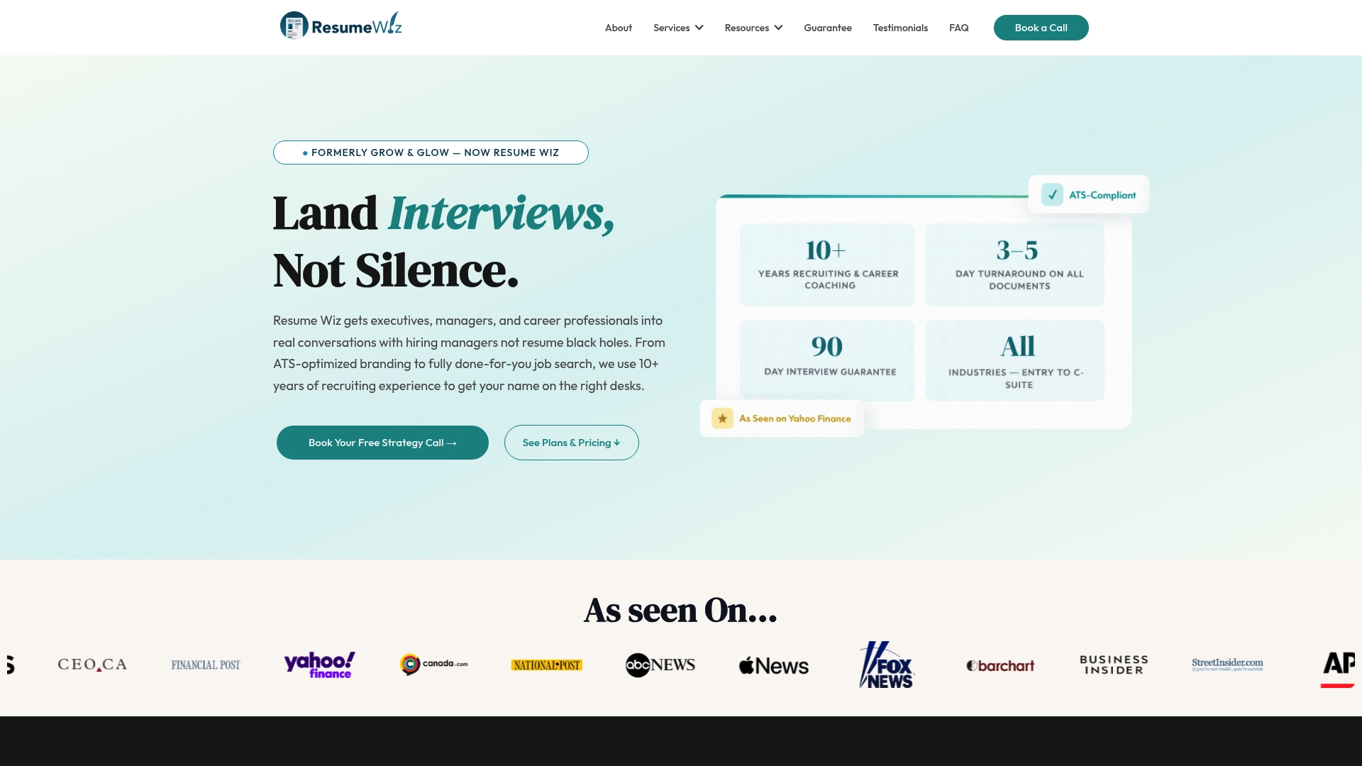 Resume Wiz homepage