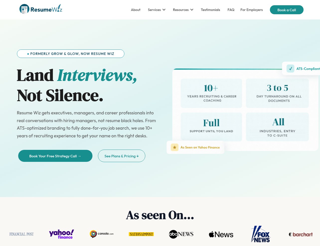 Resume Wiz homepage