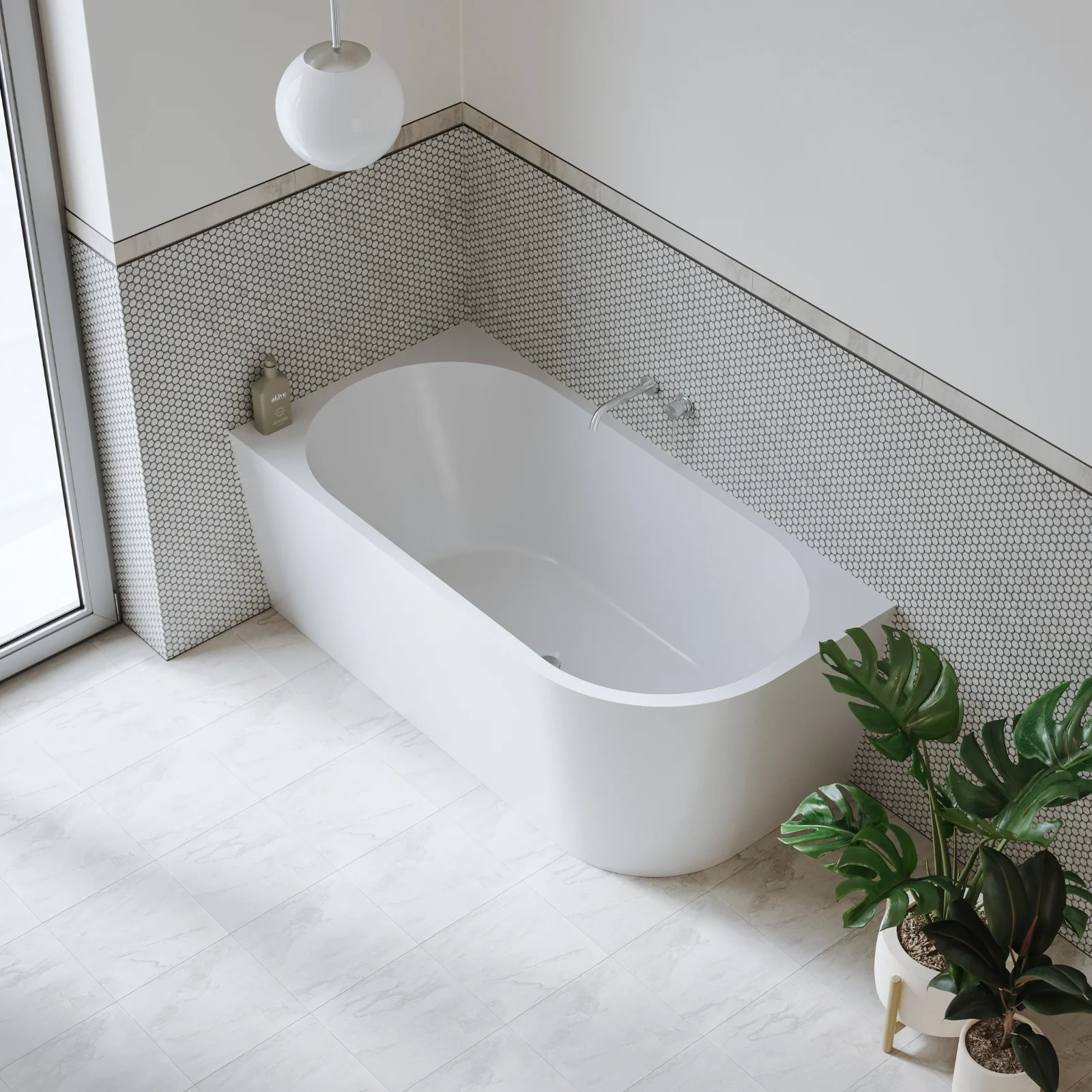 Back to wall bath