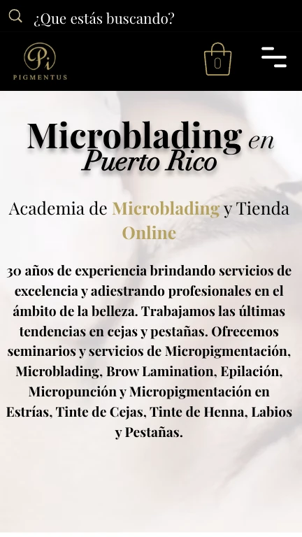 Website de Pigmentus en móvil