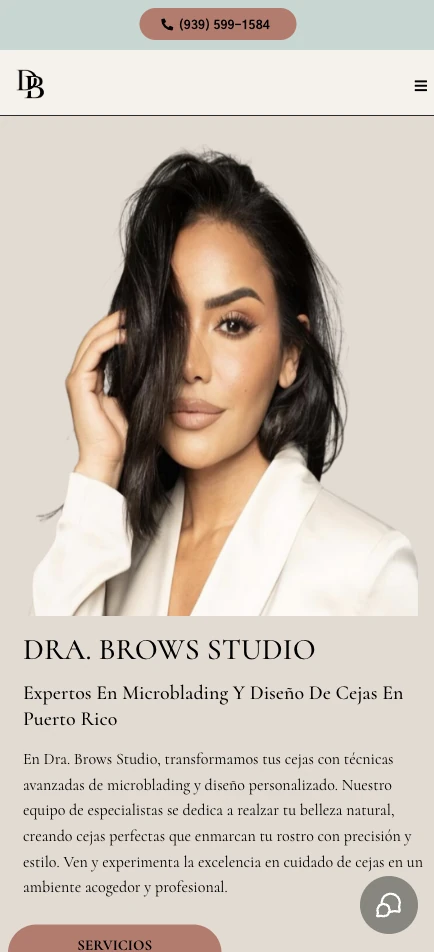 Website de Dra. Brows en móvil