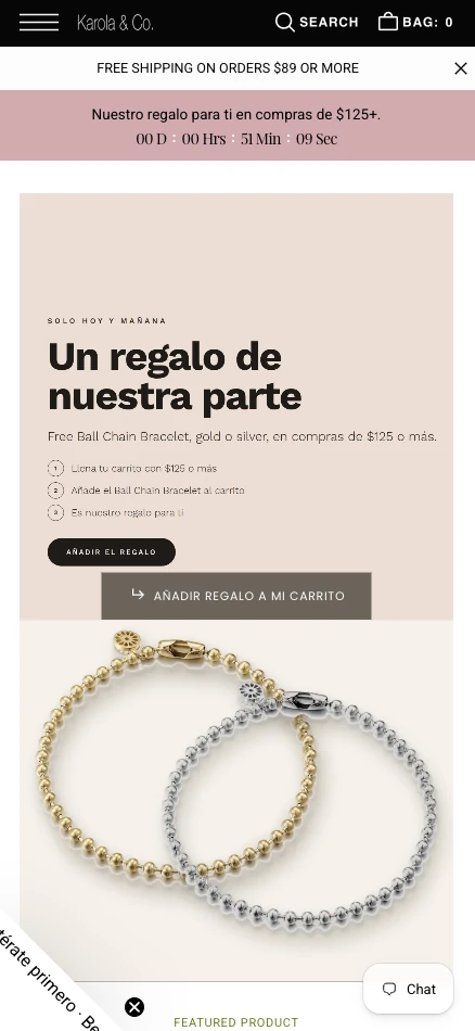 Website de Karola & Co en móvil