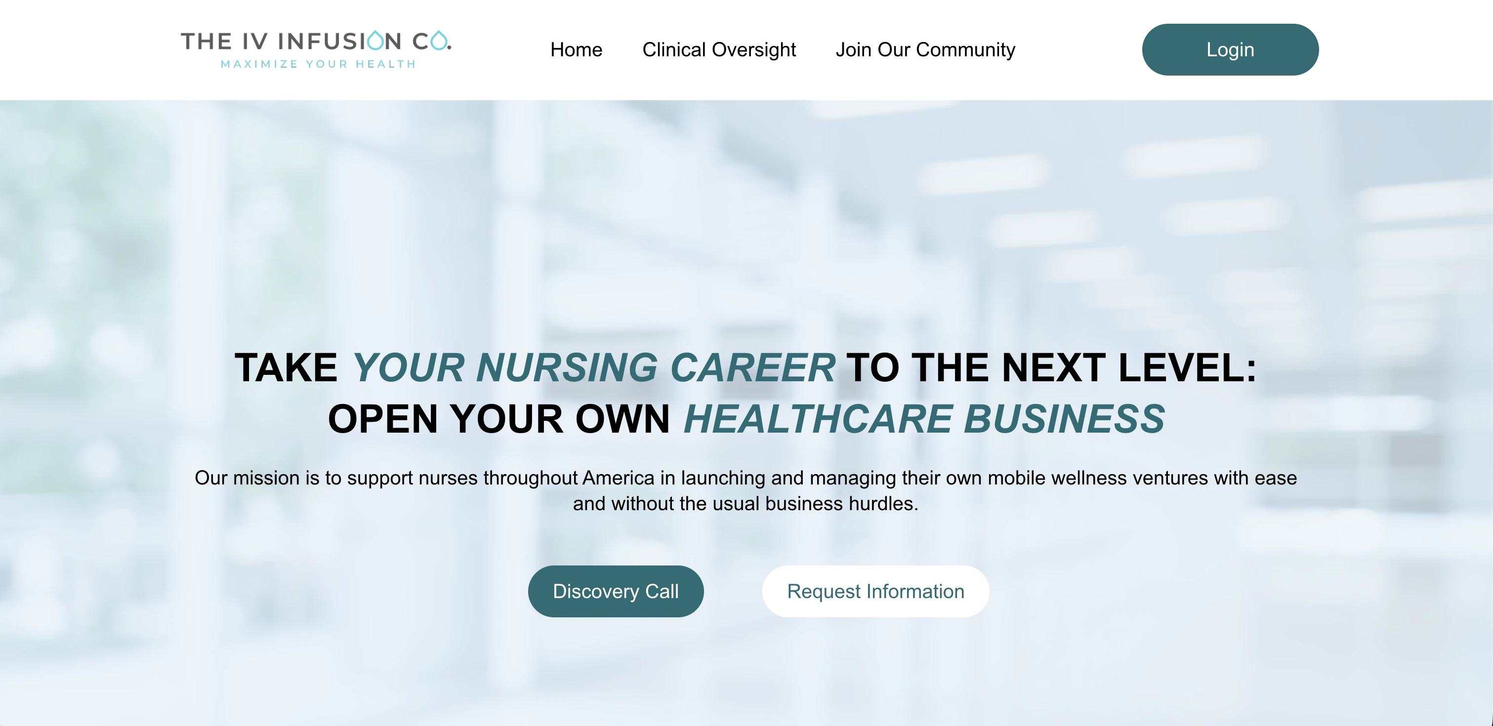 Website de The IV Infusion Co. en desktop