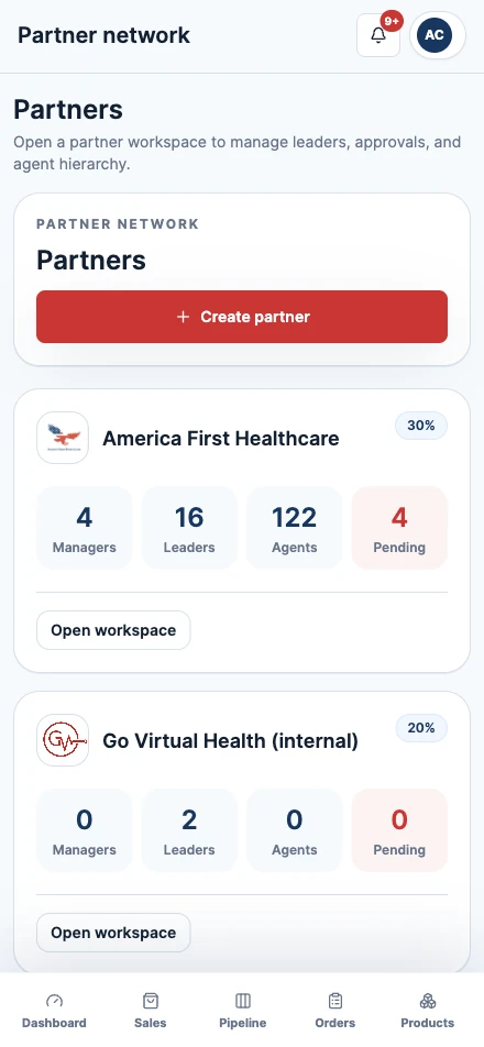 CRM personalizado de Go Virtual Health en móvil