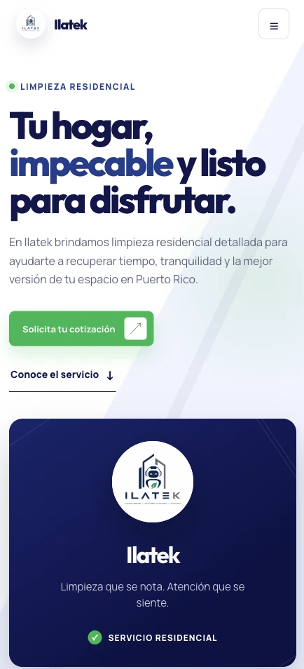 Website de Ilatek en móvil