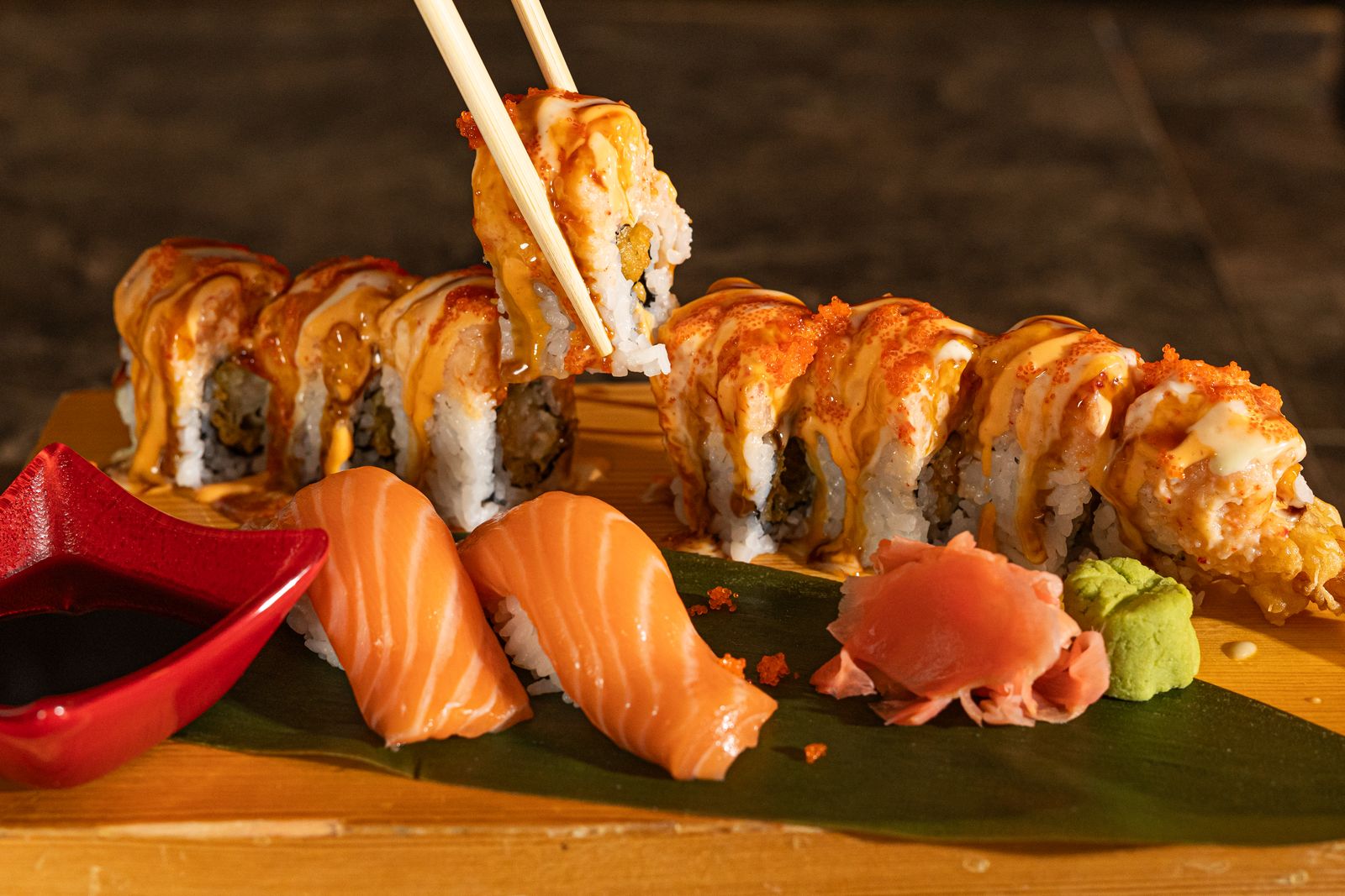 Sushi roll and sashimi at Sophia's Restaurant & Bar, Coraopolis