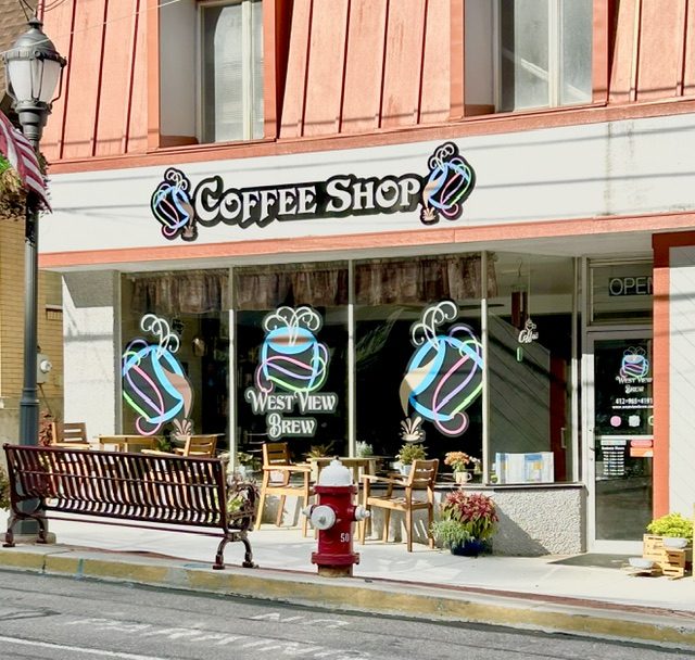 West View Brew coffee shop storefront in West View, PA