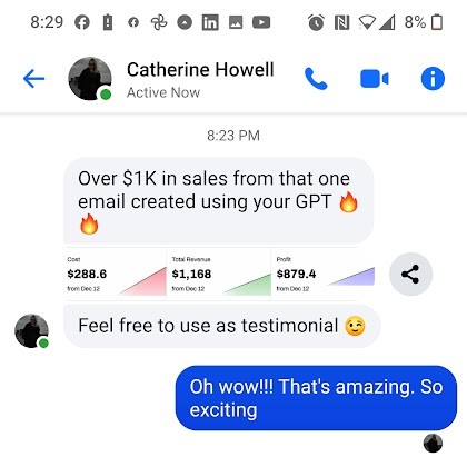 One GPT, one email, $1,000 in sales