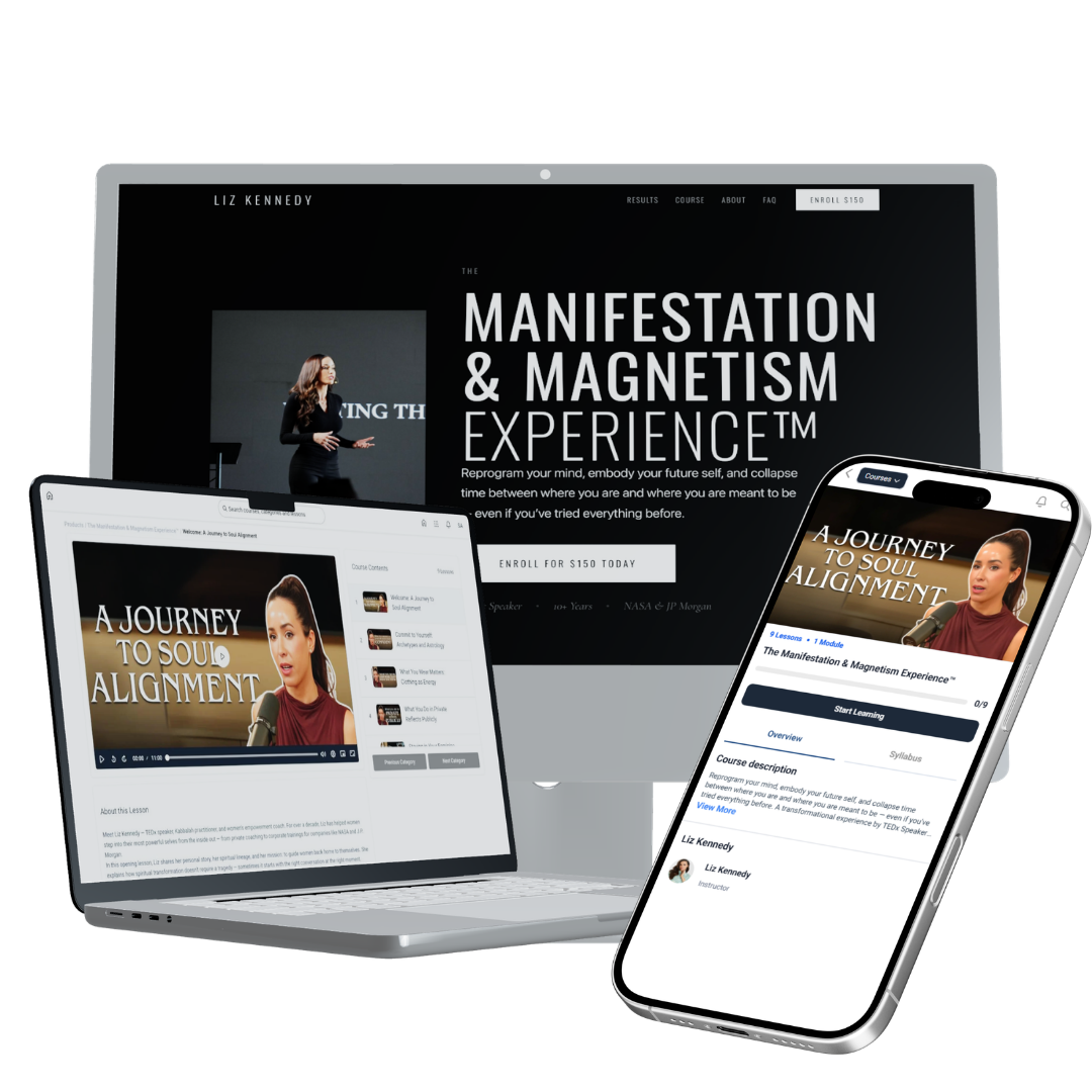 The Manifestation & Magnetism Experience™ — course preview on desktop, laptop, and mobile