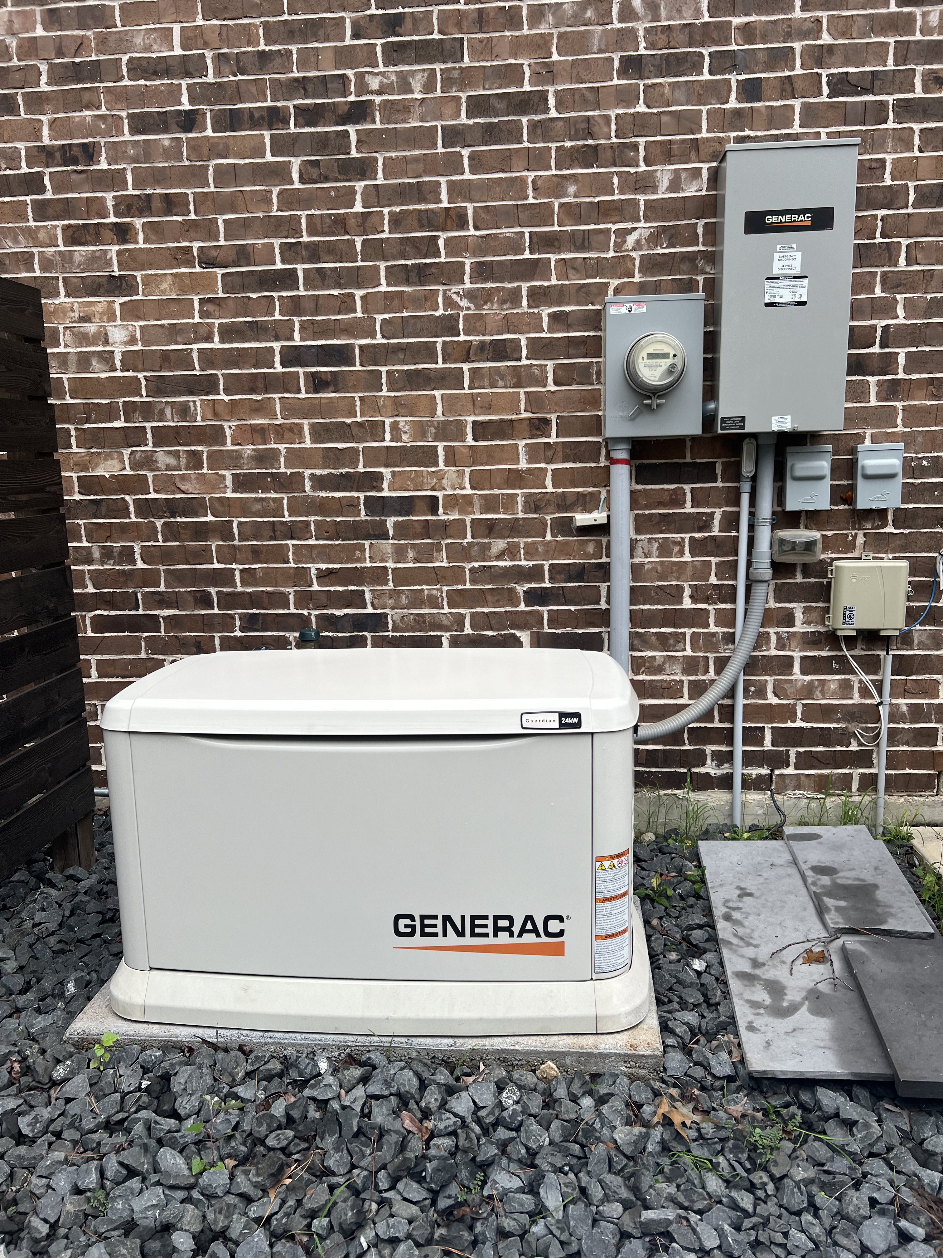 Generac standby generator and automatic transfer switch installed by RBG Services in Houston, TX