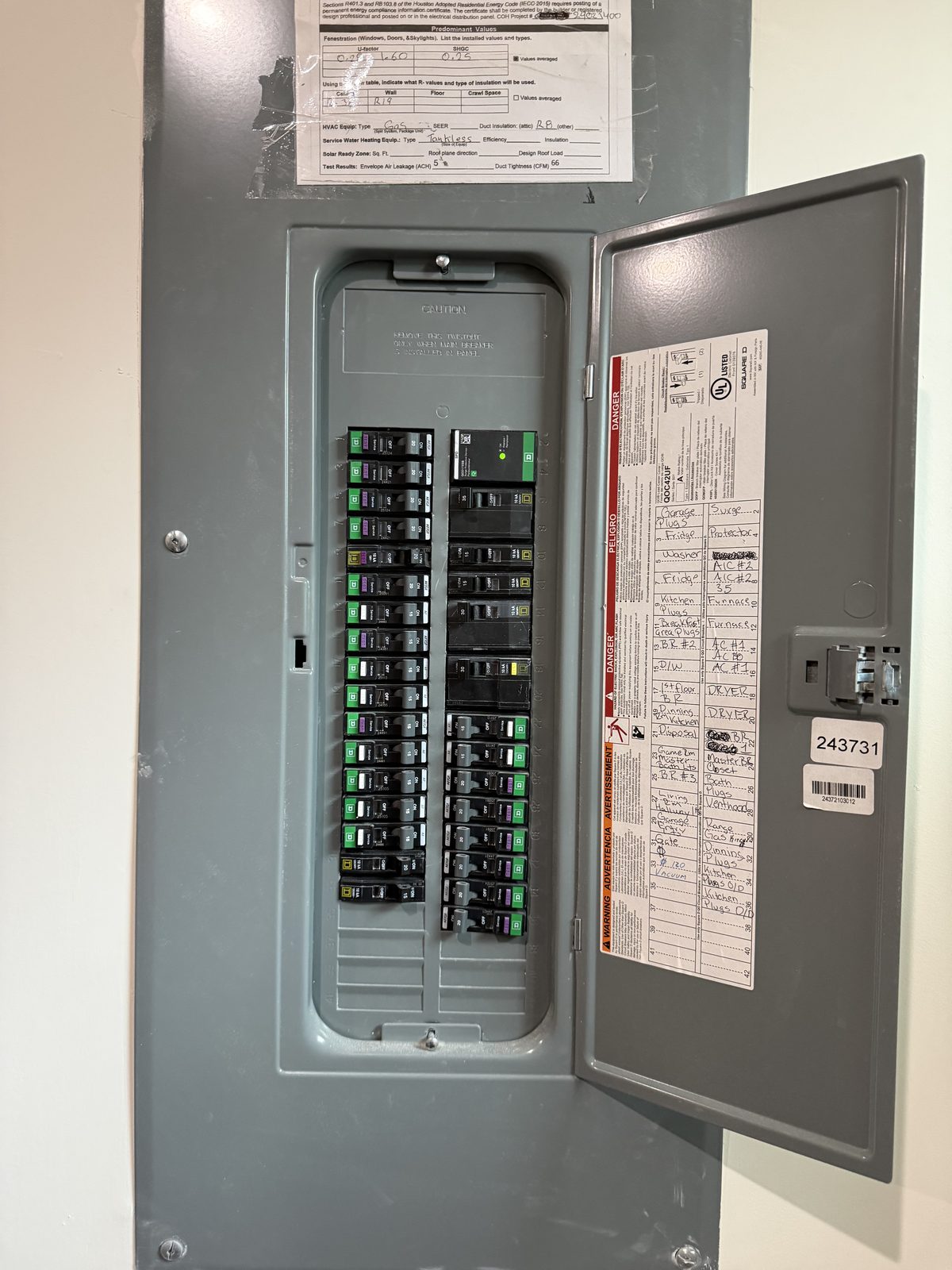 New Square D panel with a surge protective device installed by RBG Services