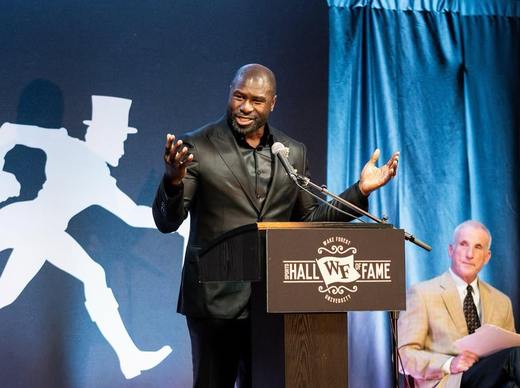 Ovie Mughelli at the Hall of Fame lectern