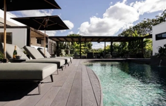 Private pool and loungers at the retreat residence