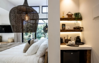 Private bedroom with kitchenette at the retreat residence