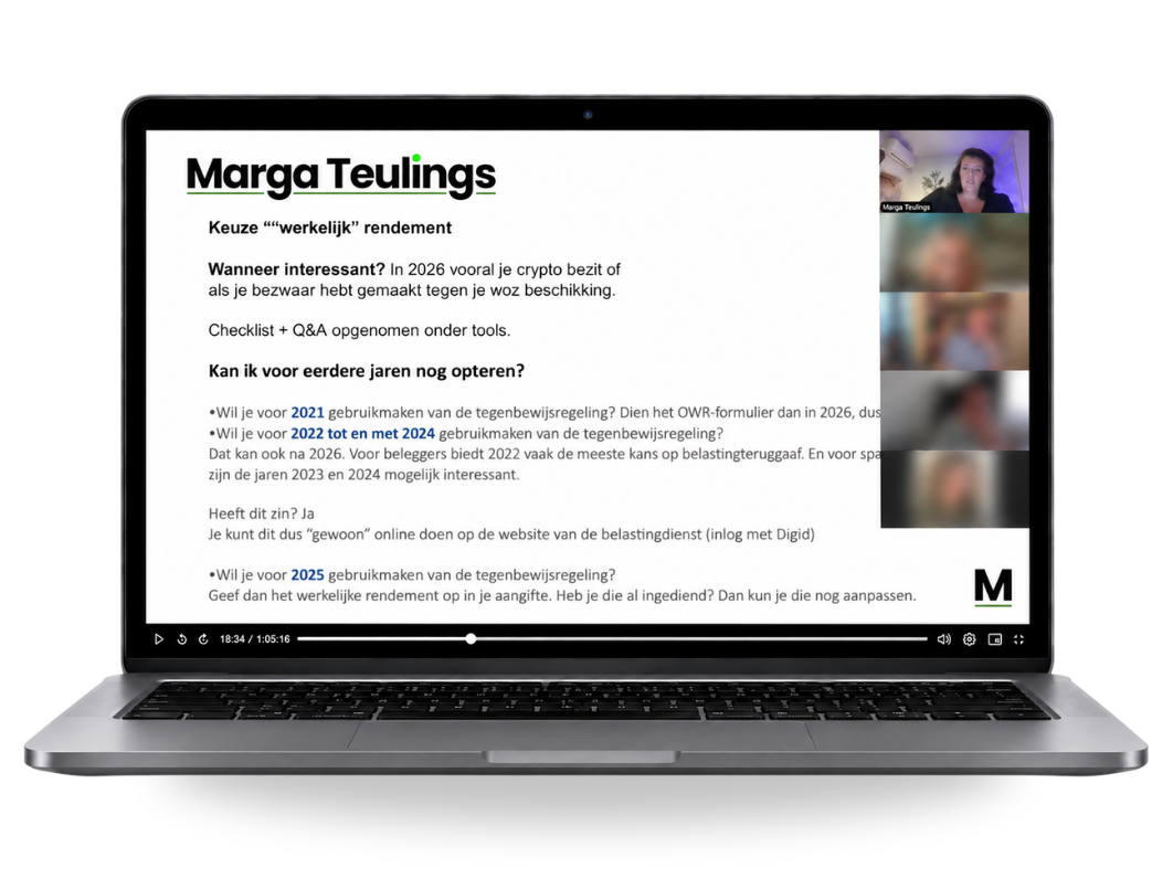 Mockup van live masterclass met Marga Teulings