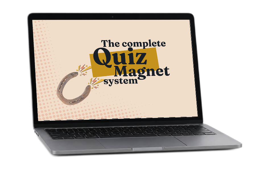 Laptop showing the Quiz Magnet system branded screen