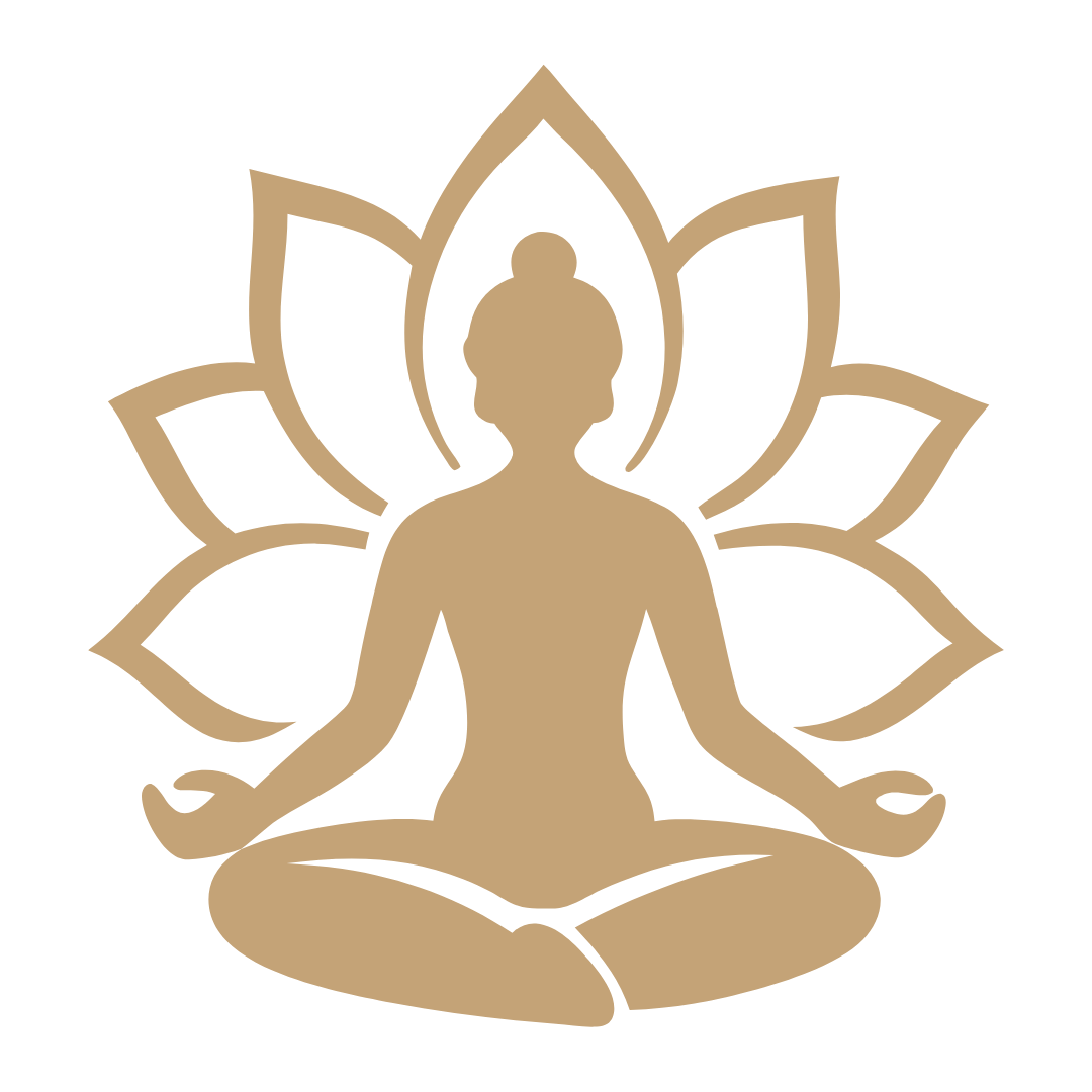 person meditating in front of a golden lotus