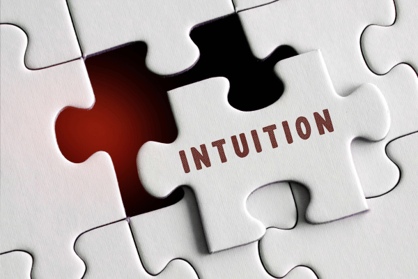puzzle pieces and one says intuition