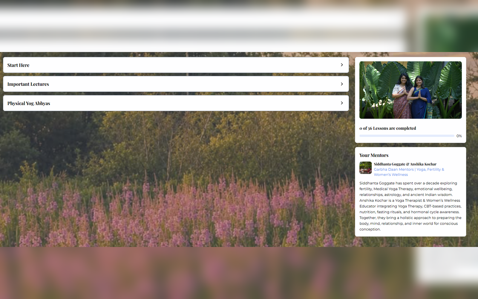 Learning portal dashboard
