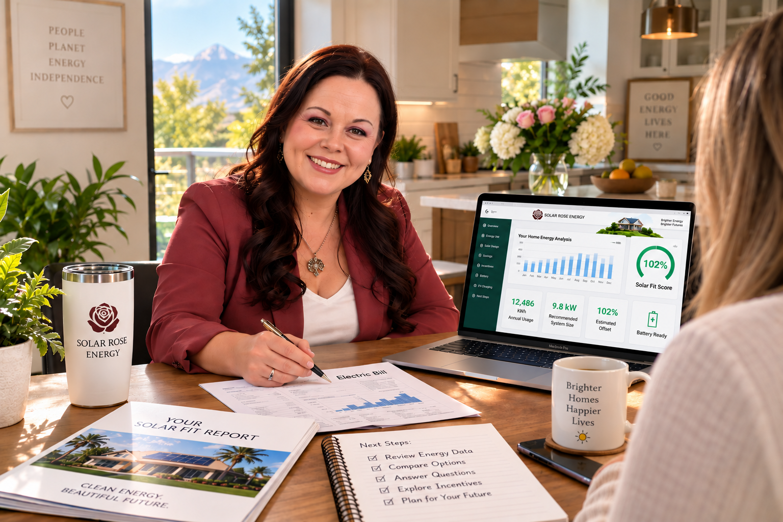 Amber Rose Castellon presenting a customized Solar Rose Fit Energy Audit Report