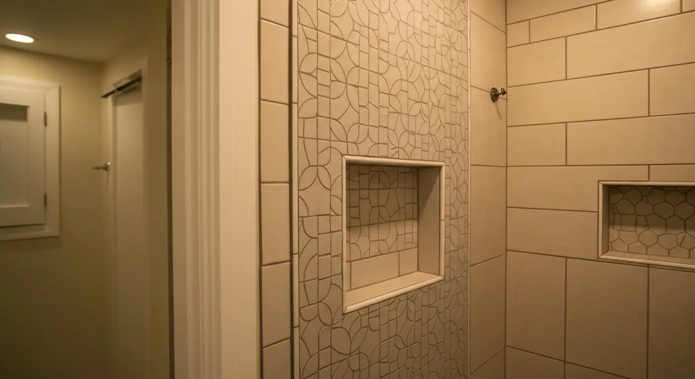 Accent tile and shower niche installation