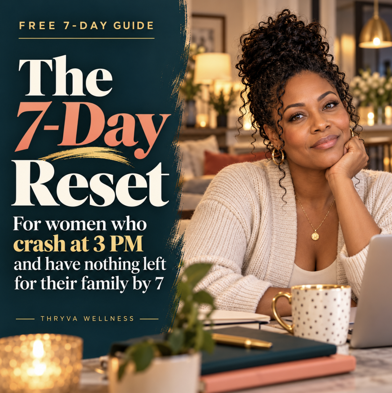Cover of The 7-Day Reset, featuring a woman and the guide title