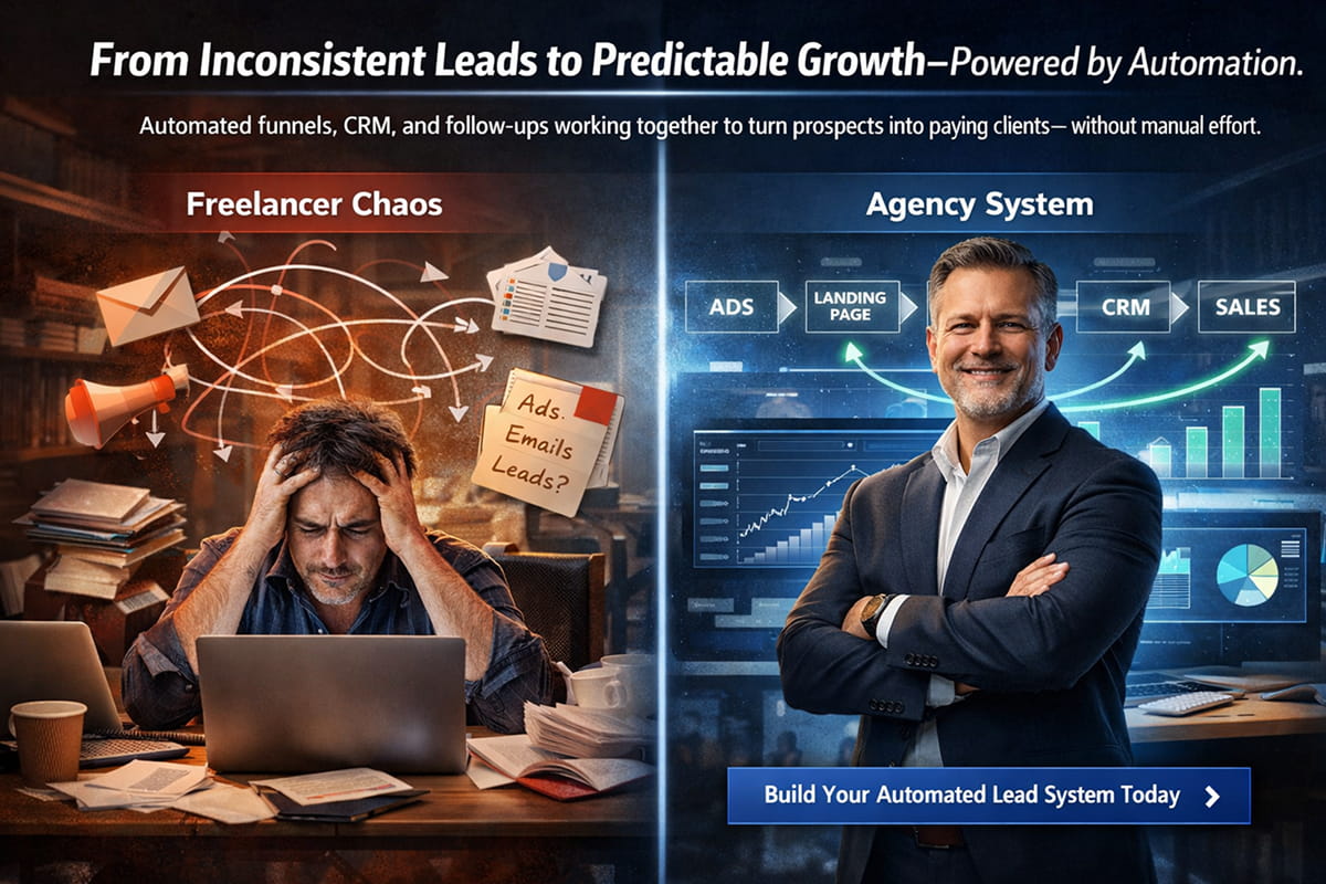 Freelancer chaos vs automated agency system with CRM and sales growth