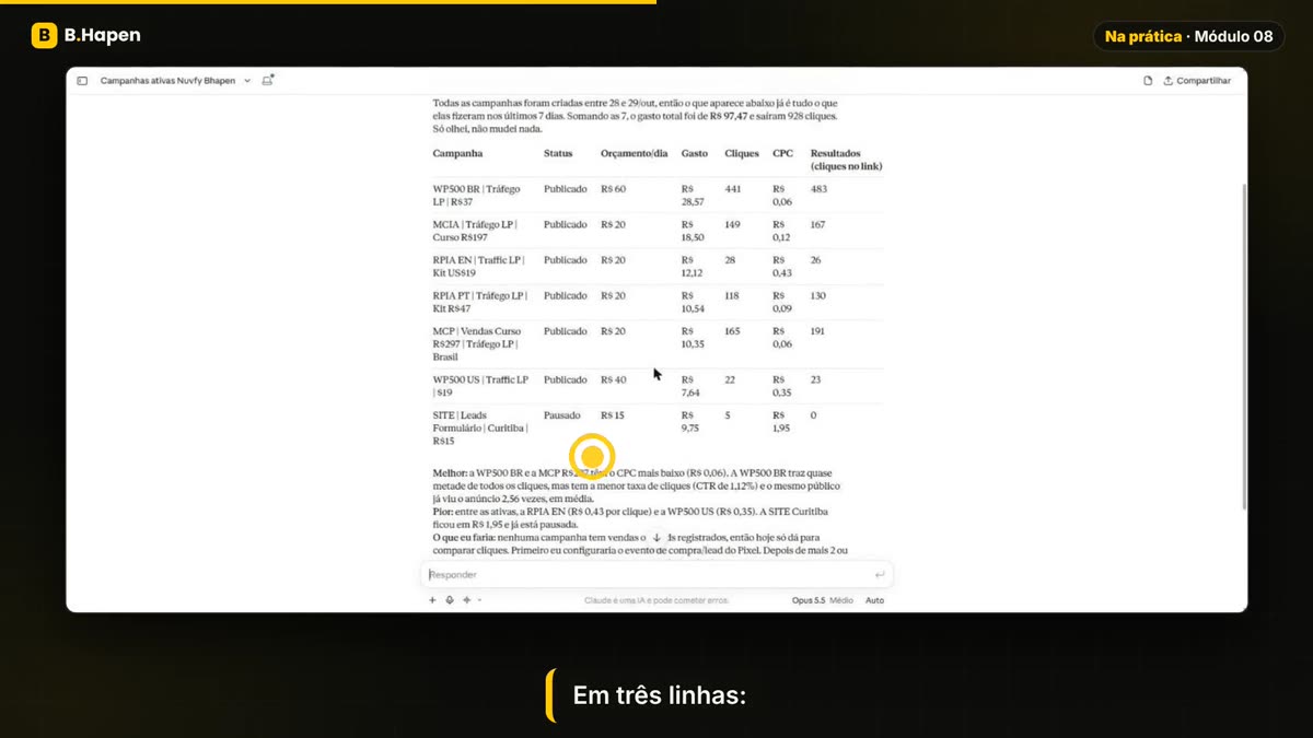 Relatório das campanhas