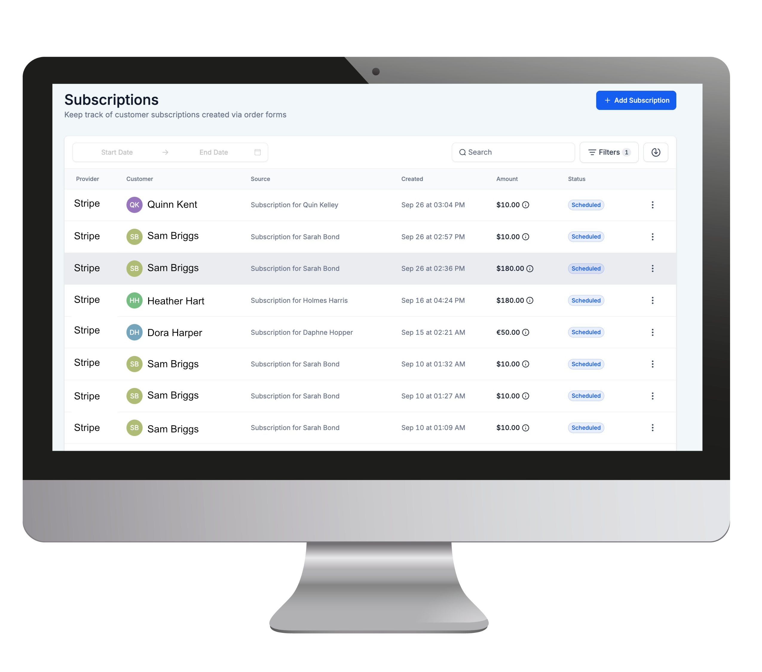 winchilla recurring billing and subscription software