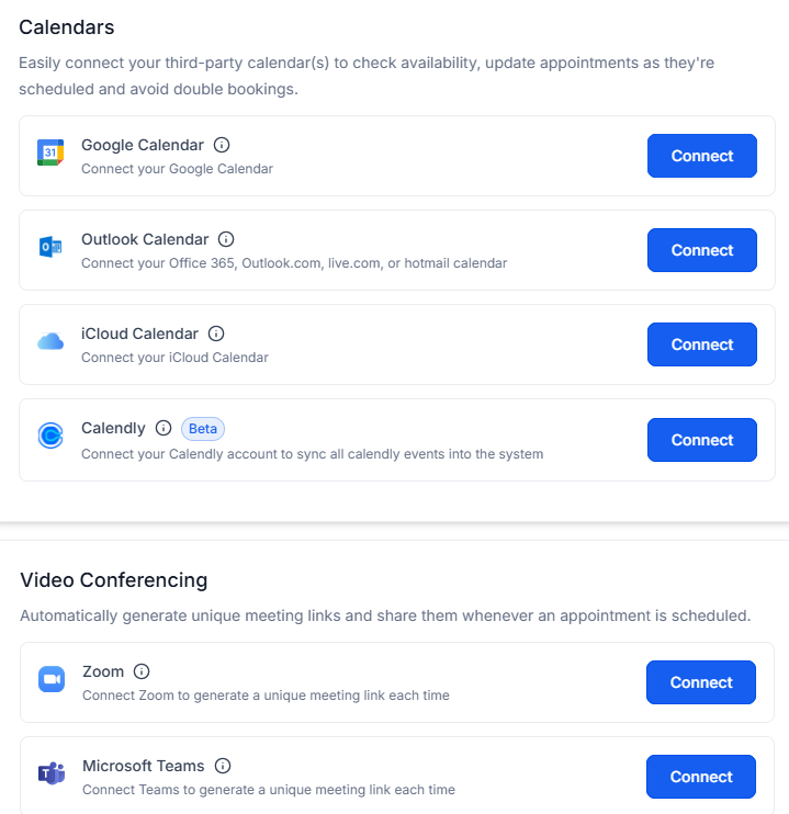 winchilla crm integrations and calendar